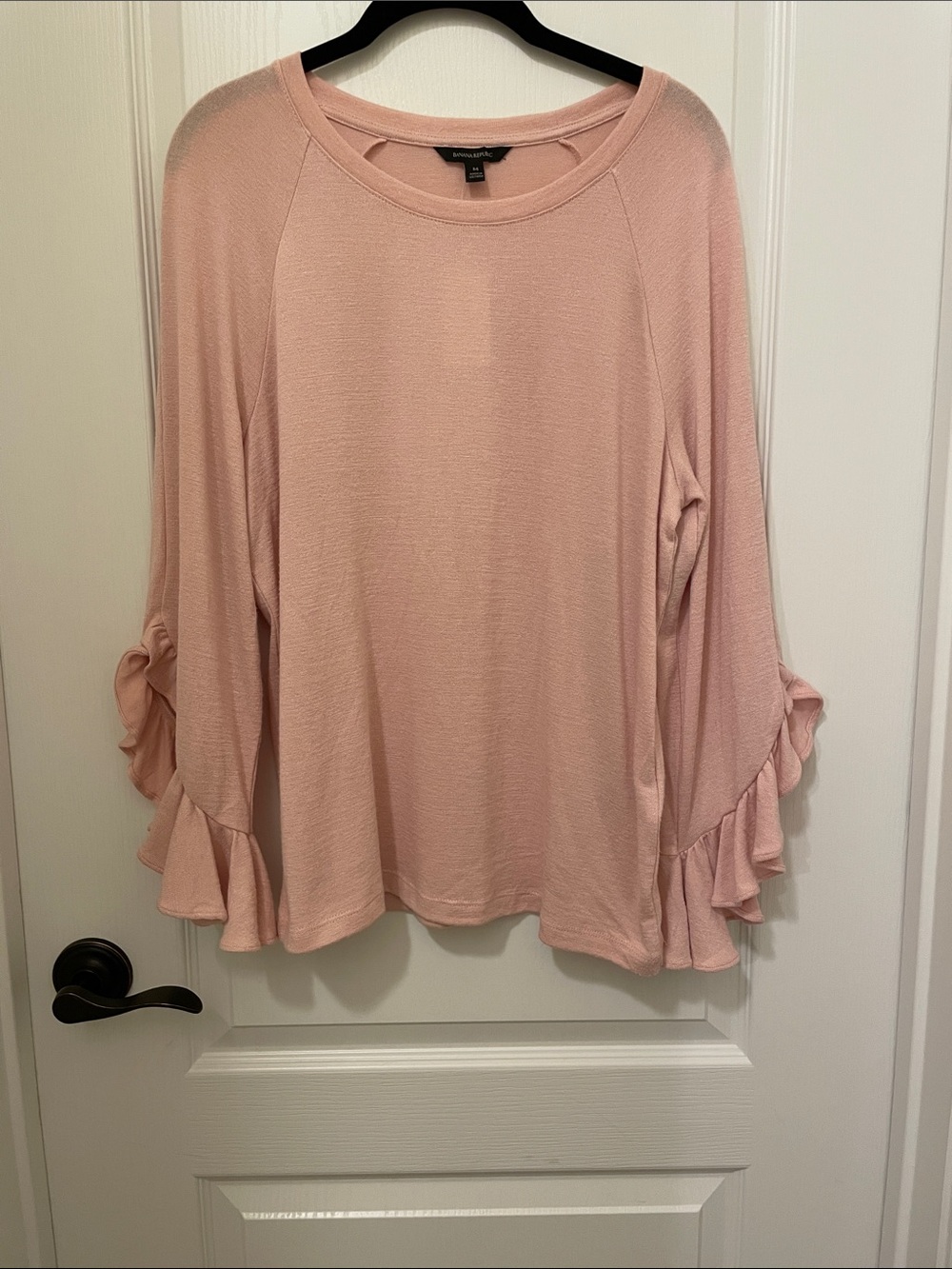 Banana Republic Blush Pink Ruffle-Sleeve Long Sleeve Top